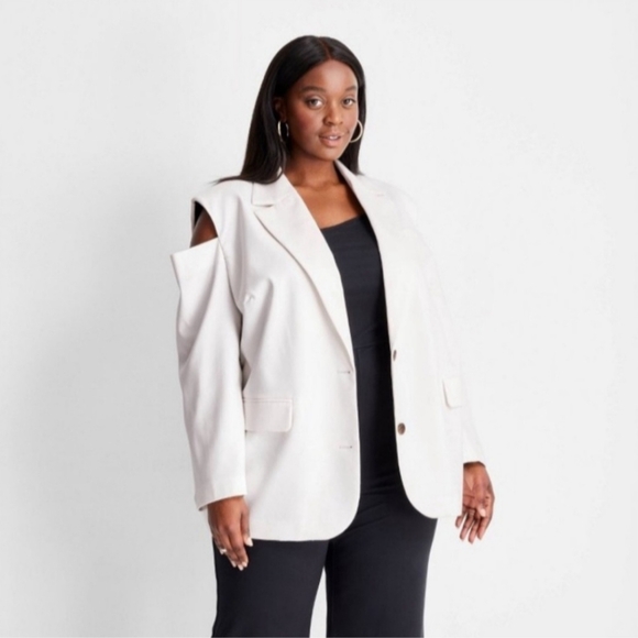 Oversized blazer with cutouts nwt 4x Kahlana Barfield Brown x Target - Picture 2 of 15